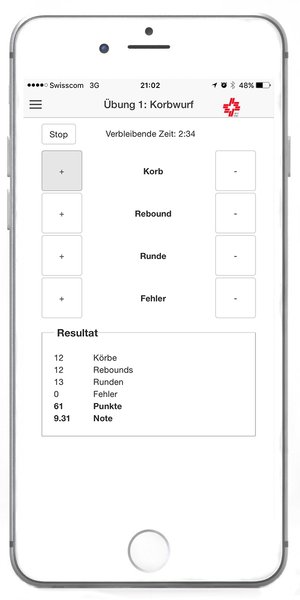 4. Die erzielten Ergebnisse in der App eingeben 4. Die erzielten Ergebnisse in der App eingeben